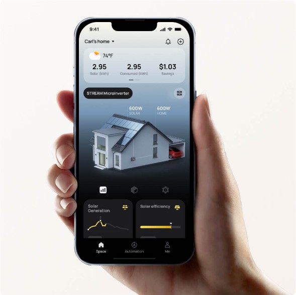 EcoFlow app showing real-time solar generation and savings